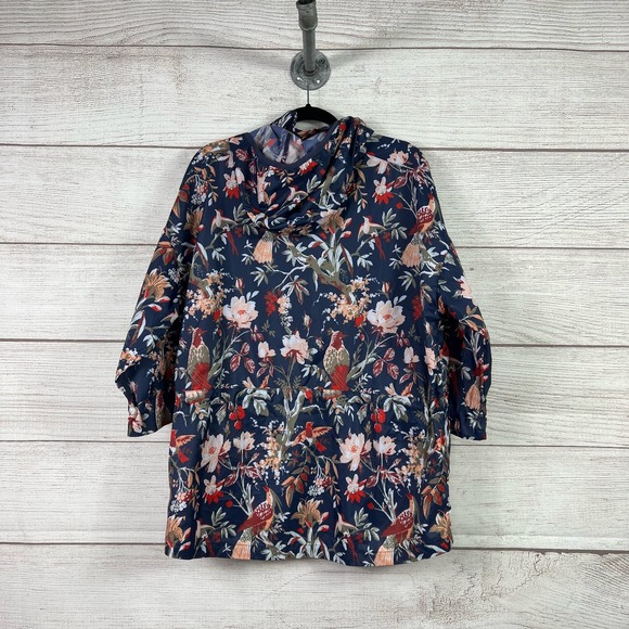 Columbia Women's Inner Limits ll Floral Bird Print Navy Rain Jacket Size Large - Picture 11 of 14